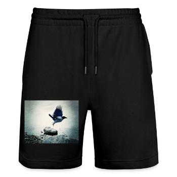Le Vol du Corbeau - Short de jogging bio TRAINER Stanley/Stella unisexe - noir - Devant - Nik (191cm) & Marisol (170cm)