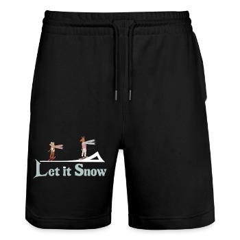 Let It Snow Winter Illustration - Stanley/Stella Trainer Unisex Organic Jogging Shorts - black - Front - Nik (191cm) & Marisol (170cm)