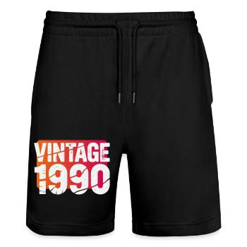 Logo vintage en texte vieilli de 1990 - Short de jogging bio TRAINER Stanley/Stella unisexe - noir - Devant - Nik (191cm) & Marisol (170cm)