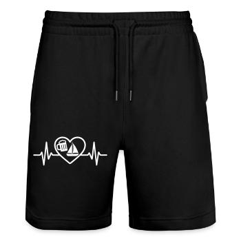 Herzbier-Schleier-Humor - Stanley/Stella Unisex Bio Joggingshorts Trainer  - Schwarz - Vorne - Nik (191cm) & Marisol (170cm)