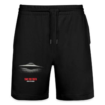 Time for Truth – UFO in retro look - Stanley/Stella Trainer Unisex Organic Jogging Shorts - black - Front - Nik (191cm) & Marisol (170cm)