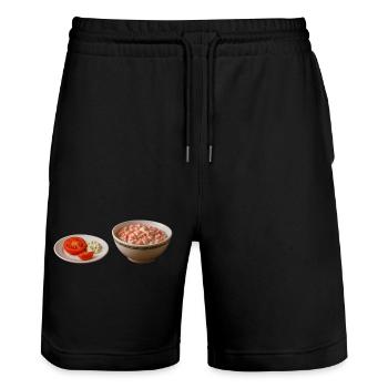 Tomaten Salat mit Schmand - Stanley/Stella Unisex Bio Joggingshorts Trainer  - Schwarz - Vorne - Nik (191cm) & Marisol (170cm)