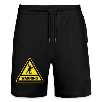 WARNING Eishockey Gefahr - Stanley/Stella Unisex Bio Joggingshorts Trainer  - Schwarz - Vorne - Nik (191cm) & Marisol (170cm)