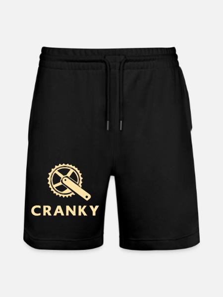 Grumpy Cranky Bicycle Crank Motif - Stanley/Stella Trainer Unisex Organic Jogging Shorts - black
