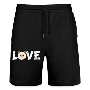 Boat Heartbeat EKG Funny Sailing Lake Life Gift - Stanley/Stella Trainer Unisex Organic Jogging Shorts - black - Front - Nik (191cm) & Marisol (170cm)