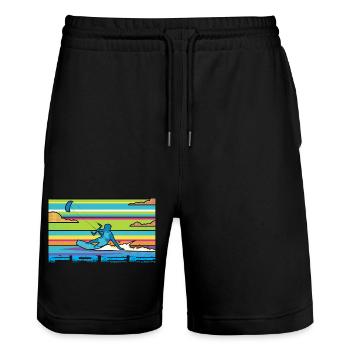 Le kitesurf - Short de jogging bio TRAINER Stanley/Stella unisexe - noir - Devant - Nik (191cm) & Marisol (170cm)