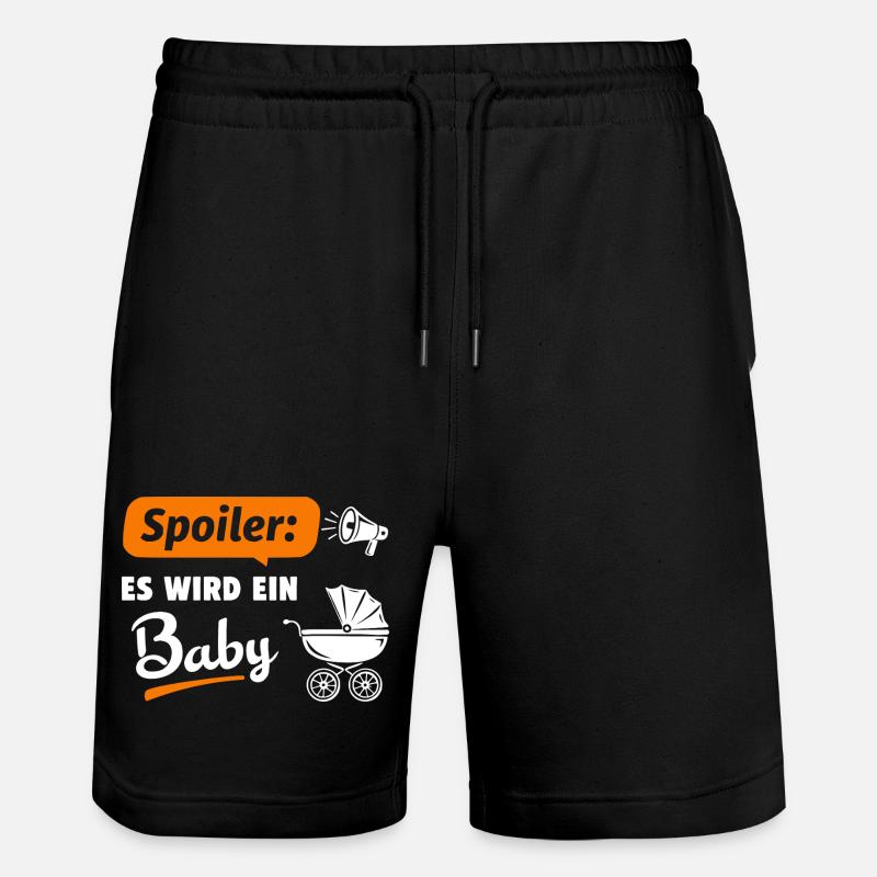 Spoiler: Es wird ein Baby - Stanley/Stella Unisex Bio Joggingshorts Trainer - Schwarz