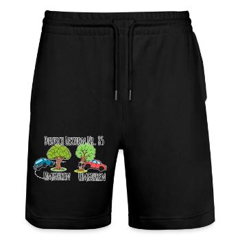 German Lesson - Driving around a tree vs. driving around a tree! - Stanley/Stella Trainer Unisex Organic Jogging Shorts - black - Front - Nik (191cm) & Marisol (170cm)