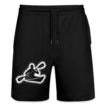 Kanu Paddelboot Herren Kinder Kajak - Stanley/Stella Unisex Bio Joggingshorts Trainer  - Schwarz - Vorne - Nik (191cm) & Marisol (170cm)