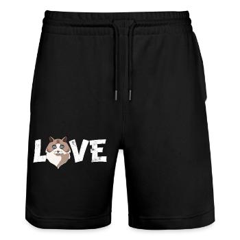 Ragdoll Cat Lover Cat Mom Cat Dad Kitten - Stanley/Stella Trainer Unisex Organic Jogging Shorts - black - Front - Nik (191cm) & Marisol (170cm)