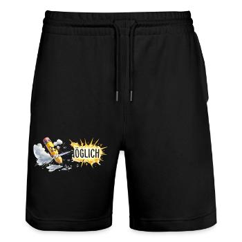 Possible pencil action - Stanley/Stella Trainer Unisex Organic Jogging Shorts - black - Front - Nik (191cm) & Marisol (170cm)