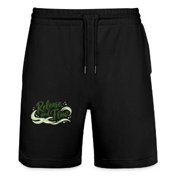 Release and Flow Loslassen und Energiefluss - Stanley/Stella Unisex Bio Joggingshorts Trainer  - Schwarz - Vorne - Nik (191cm) & Marisol (170cm)