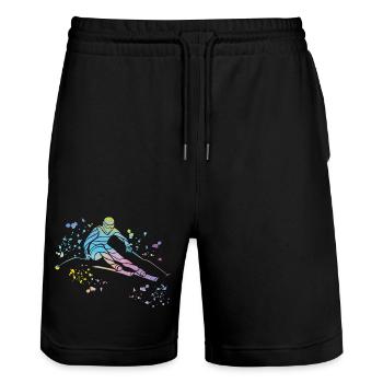 Alpine skiing Winter sports Nordic skiing - Stanley/Stella Trainer Unisex Organic Jogging Shorts - black - Front - Nik (191cm) & Marisol (170cm)