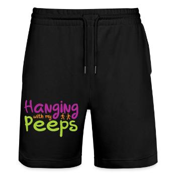 Hanging with my Peeps - Stanley/Stella Unisex Bio Joggingshorts Trainer  - Schwarz - Vorne - Nik (191cm) & Marisol (170cm)