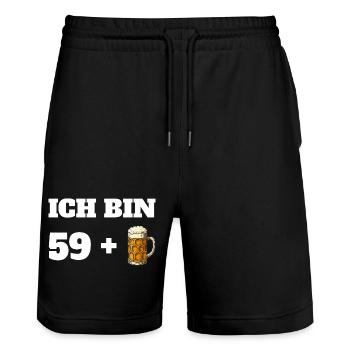 I'm 59 + 1 Beer Birthday - Stanley/Stella Trainer Unisex Organic Jogging Shorts - black - Front - Nik (191cm) & Marisol (170cm)