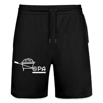 Grandpa Wheelbarrow Gardening - Stanley/Stella Trainer Unisex Organic Jogging Shorts - black - Front - Nik (191cm) & Marisol (170cm)