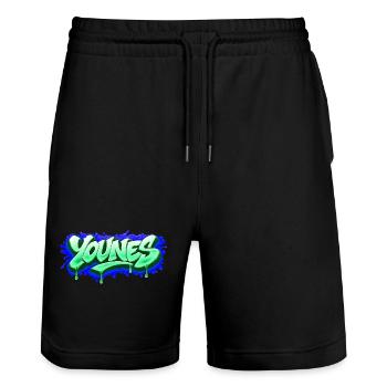 YOUNES GRAFFITI NAME FOR PERFECT GIFT PRINTABLE - Stanley/Stella Trainer Unisex Organic Jogging Shorts - black - Front - Nik (191cm) & Marisol (170cm)