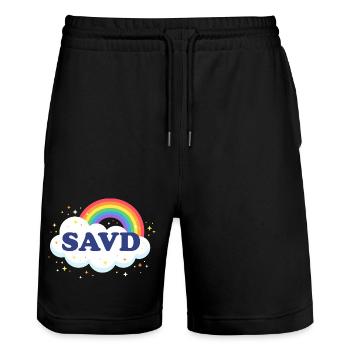 Erlöste Regenbogenbibel Christlicher Glaube Jesus  - Stanley/Stella Unisex Bio Joggingshorts Trainer  - Schwarz - Vorne - Nik (191cm) & Marisol (170cm)