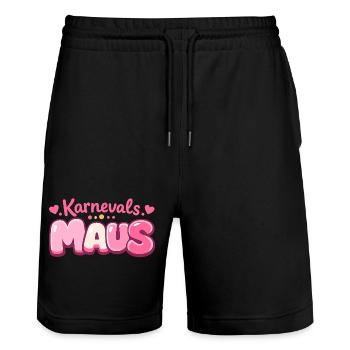 Cologne de la souris de carnaval – Jeck à Fastelovend - Short de jogging bio TRAINER Stanley/Stella unisexe - noir - Devant - Nik (191cm) & Marisol (170cm)