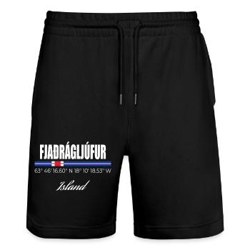 Fjaðrárgljúfur  - Stanley/Stella Unisex Bio Joggingshorts Trainer  - Schwarz - Vorne - Nik (191cm) & Marisol (170cm)