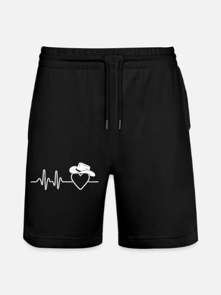 Heartbeat with Hat Silhouette - Stanley/Stella Trainer Unisex Organic Jogging Shorts - black
