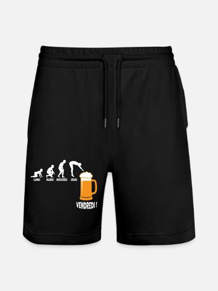 Work week around Friday beer - Stanley/Stella Trainer Unisex Organic Jogging Shorts - black