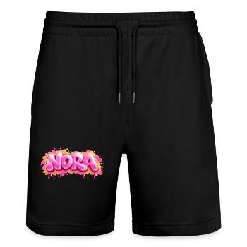 NORA GRAFFITI NAME FÜR PERFEKTES GESCHENK DRUCKBAR AUF C - Stanley/Stella Unisex Bio Joggingshorts Trainer  - Schwarz - Vorne - Nik (191cm) & Marisol (170cm)