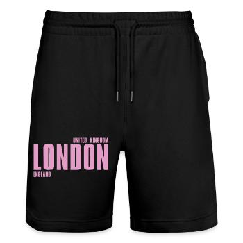 London Pink Bold Typography - Stanley/Stella Trainer Unisex Organic Jogging Shorts - black - Front - Nik (191cm) & Marisol (170cm)