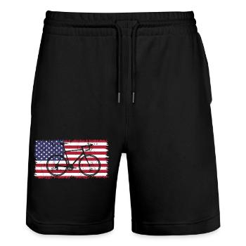 Cycling USA - Short de jogging bio TRAINER Stanley/Stella unisexe - noir - Devant - Nik (191cm) & Marisol (170cm)