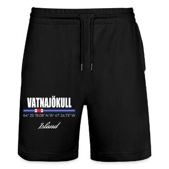 Vatnajökull - Stanley/Stella Trainer Unisex Organic Jogging Shorts - black - Front - Nik (191cm) & Marisol (170cm)