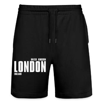 London Typographic Emblem - Stanley/Stella Trainer Unisex Organic Jogging Shorts - black - Front - Nik (191cm) & Marisol (170cm)