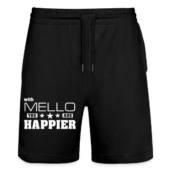 Bonjour, vous êtes plus heureux - Faute de frappe des étoiles - Short de jogging bio TRAINER Stanley/Stella unisexe - noir - Devant - Nik (191cm) & Marisol (170cm)