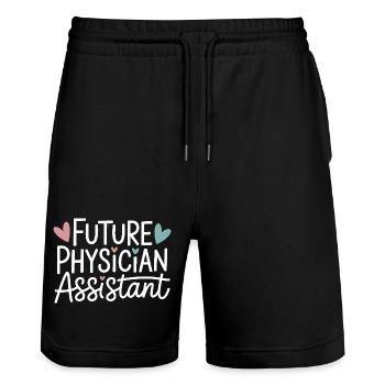 Future Physician Assistant - Stanley/Stella Trainer Unisex Organic Jogging Shorts - black - Front - Nik (191cm) & Marisol (170cm)