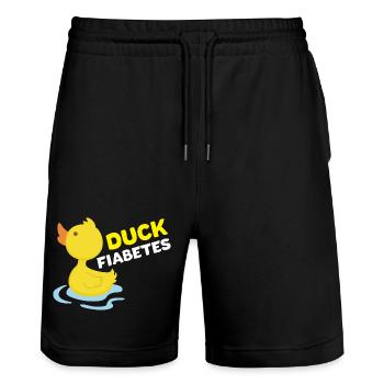 Duck Fiabetes Lustiges Wortspiel mit Gummiente T1D-Bewusstsein - Stanley/Stella Unisex Bio Joggingshorts Trainer  - Schwarz - Vorne - Nik (191cm) & Marisol (170cm)