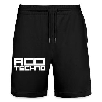 Acid Techno - Stanley/Stella Trainer Unisex Organic Jogging Shorts - black - Front - Nik (191cm) & Marisol (170cm)