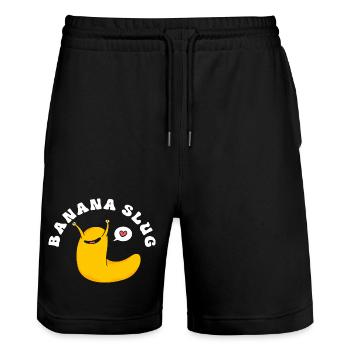 banana snail - Stanley/Stella Trainer Unisex Organic Jogging Shorts - black - Front - Nik (191cm) & Marisol (170cm)