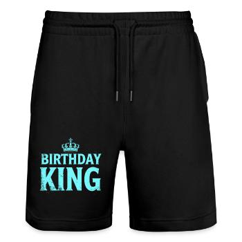Birthday King Krone Herren Geburtstag Outfit - Stanley/Stella Unisex Bio Joggingshorts Trainer  - Schwarz - Vorne - Nik (191cm) & Marisol (170cm)