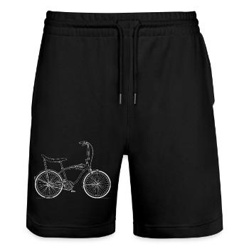 Illustration artistique de lignes de vélo culte Retro Bonanza - Short de jogging bio TRAINER Stanley/Stella unisexe - noir - Devant - Nik (191cm) & Marisol (170cm)