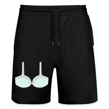 Bralette en dentelle menthe avec superposition florale - Short de jogging bio TRAINER Stanley/Stella unisexe - noir - Devant - Nik (191cm) & Marisol (170cm)