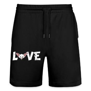 Orientalisches Kurzhaar-Katzen-Liebes-Silhouetten-Porträt - Stanley/Stella Unisex Bio Joggingshorts Trainer  - Schwarz - Vorne - Nik (191cm) & Marisol (170cm)