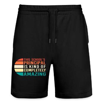 Schulleiter Schulleitung Schule Rektor Direktor - Stanley/Stella Unisex Bio Joggingshorts Trainer  - Schwarz - Vorne - Nik (191cm) & Marisol (170cm)