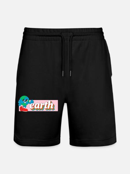 Earth Joy Retro Cartoon Tee Print - Stanley/Stella Trainer Unisex Organic Jogging Shorts - black