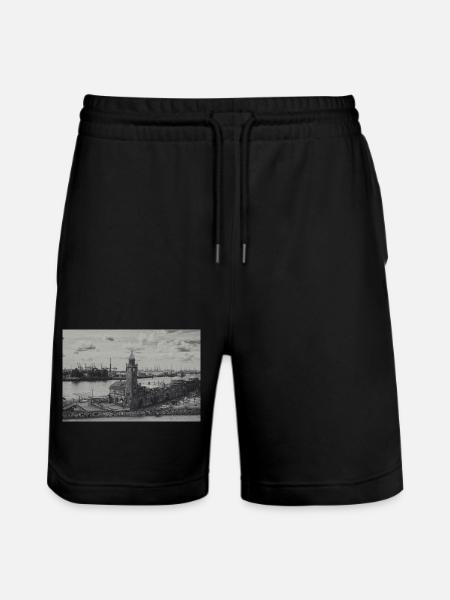 Hamburger Hafen Pegelturm retro - Stanley/Stella Unisex Bio Joggingshorts Trainer  - Schwarz