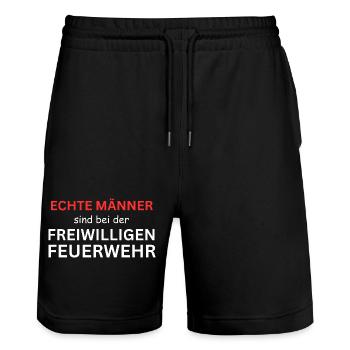 Real Men Driving Farming - Funny Trak - Stanley/Stella Trainer Unisex Organic Jogging Shorts - black - Front - Nik (191cm) & Marisol (170cm)