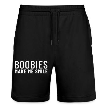 Boobies Make Me Smile - Stanley/Stella Unisex Bio Joggingshorts Trainer  - Schwarz - Vorne - Nik (191cm) & Marisol (170cm)
