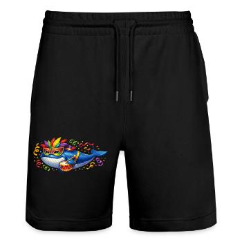 Karnewal Karneval Fasching Geschenk - Stanley/Stella Unisex Bio Joggingshorts Trainer  - Schwarz - Vorne - Nik (191cm) & Marisol (170cm)