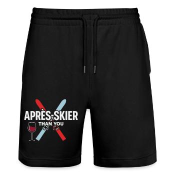 Après-Skier Than You – Ski & Vin - Short de jogging bio TRAINER Stanley/Stella unisexe - noir - Devant - Nik (191cm) & Marisol (170cm)
