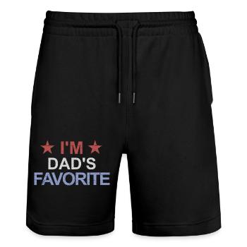 Enfant préféré Je suis le préféré de papa Le chéri de papa Le chéri de papa - Short de jogging bio TRAINER Stanley/Stella unisexe - noir - Devant - Nik (191cm) & Marisol (170cm)