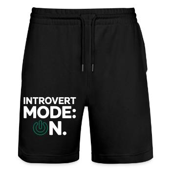 Introvert Mode ON – Lustiger Spruch - Stanley/Stella Unisex Bio Joggingshorts Trainer  - Schwarz - Vorne - Nik (191cm) & Marisol (170cm)