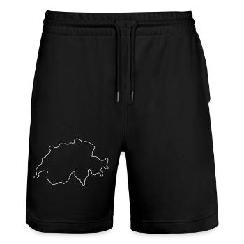 Schweiz Land Kontur - Stanley/Stella Unisex Bio Joggingshorts Trainer  - Schwarz - Vorne - Nik (191cm) & Marisol (170cm)